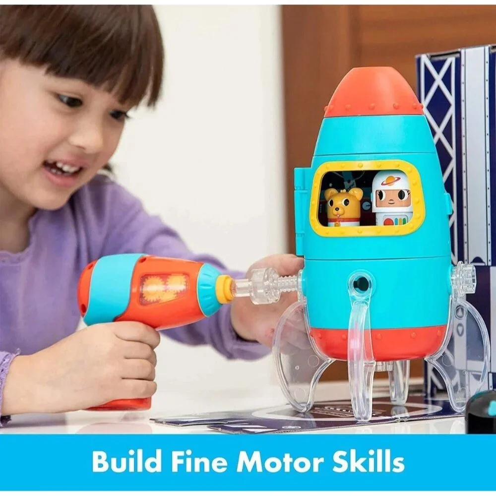 Design Drill Bolt Buddies Rocket Building Set with Toy Drill and Figures New